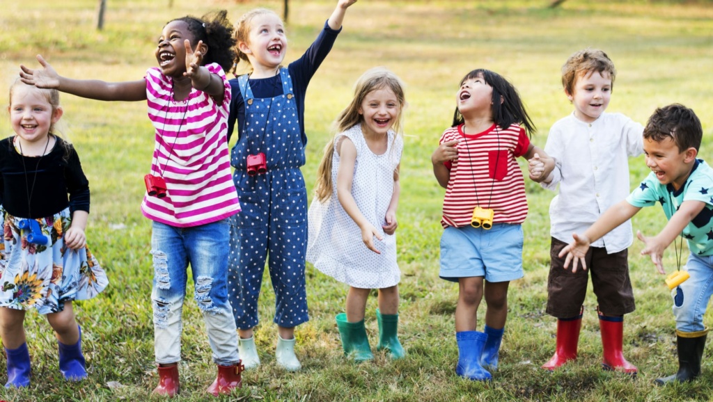 Daycare children enjoying outdoors